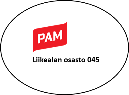 Kuvassa PAM logo, sekä teksti Liikealan osasto 045.