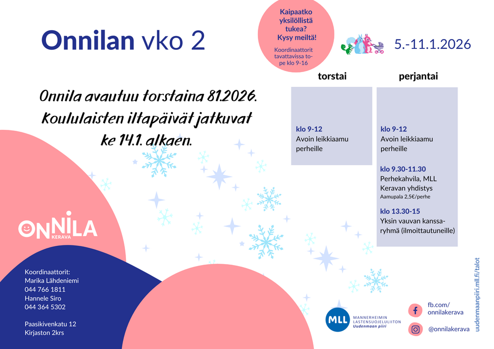 Kuvassa viikon lukujärjestys.