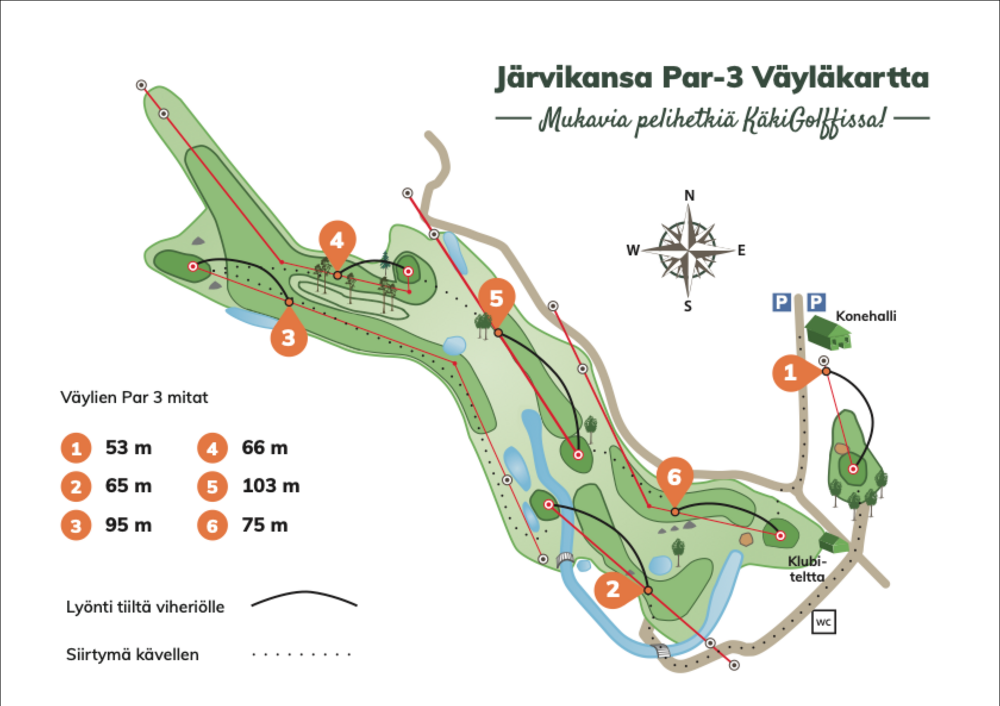 KäkiGolf - Järvikansa Par-3 väyläkartta.