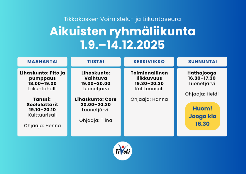Tikkakoski ryhmäliikunta kevät 2025