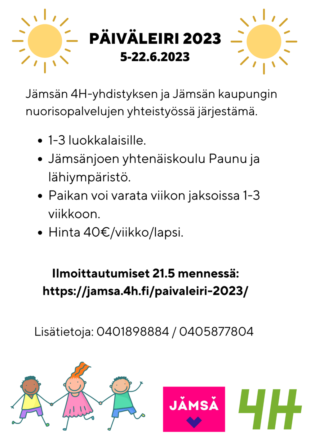 Kesäleirit 2023 | Jämsän 4h-yhdistys