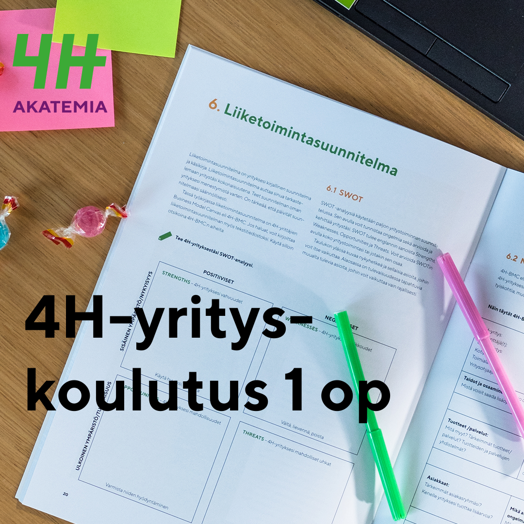 Osallistu 4H-yrityskoulutukseen niin voit perustaa oman 4H-yrityksen