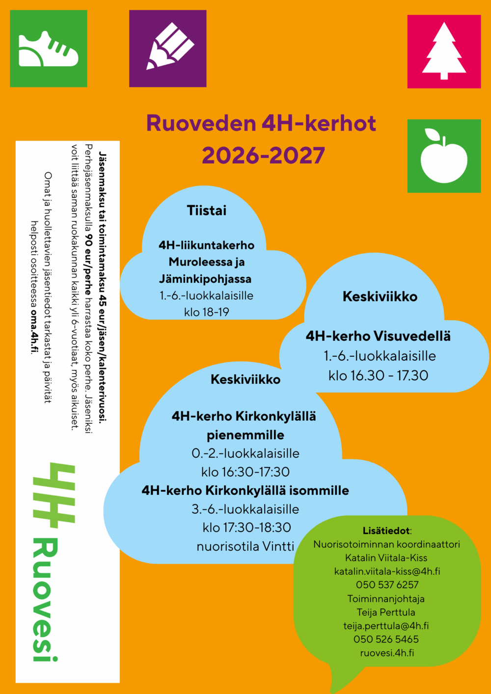Kerhomainos, jossa tekstiä.