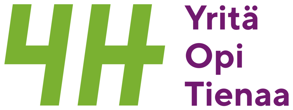 Kuvassa on 4H:n logo, ja teksti yritä opi ja tienaa. 