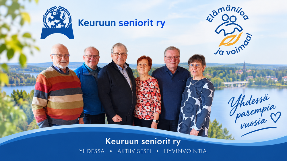 Kuvassa Keuruun senioreiden hallitus, "Elämäniloa ja voimaa" -teemavuodelle