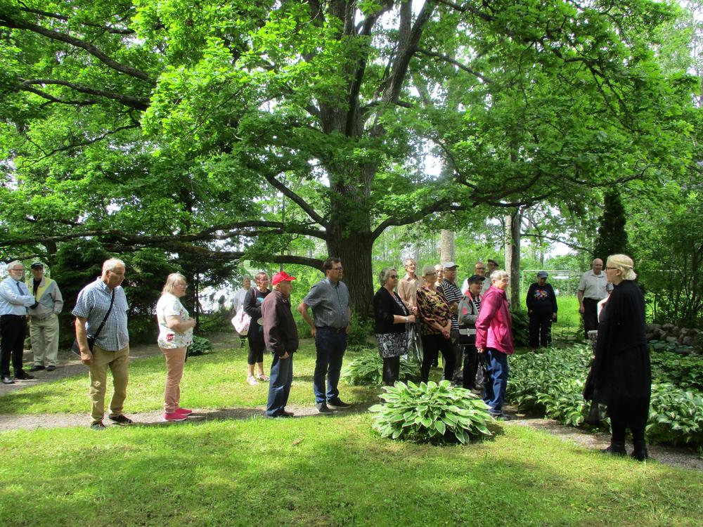 Oppaan selostusta Suvirannan puutarhassa.