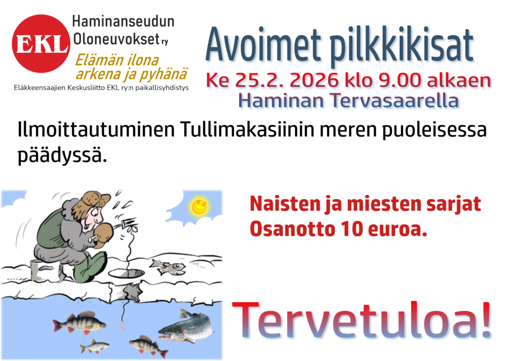 Ke 25.2. 2026 klo 9.00 alkaen Haminan Tervasaarella