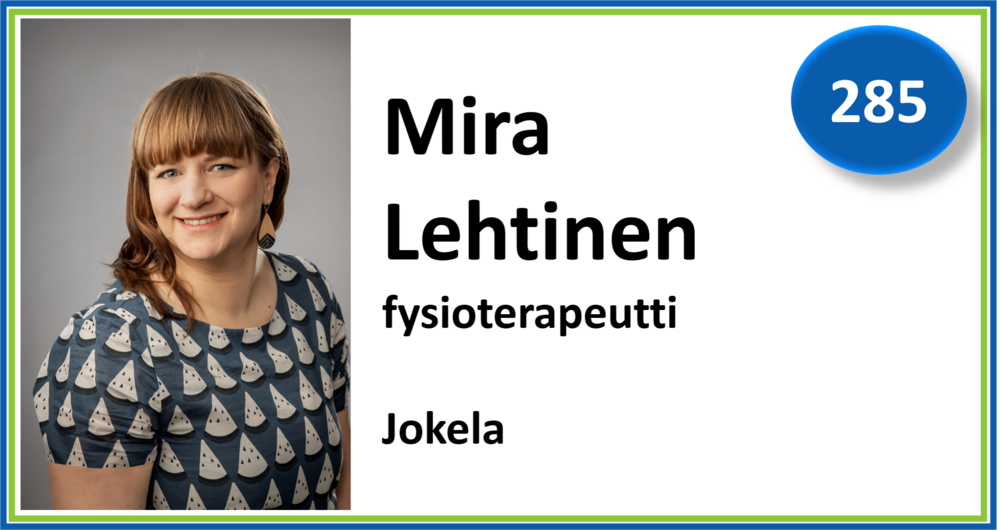 285, Mira Lehtinen, fysioterapeutti, Jokela