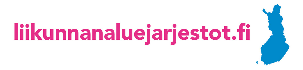 Liikunnan aluejärjestöjen epävirallinen tunnus, jossa verkko-osoite ja Suomen karttakuva.