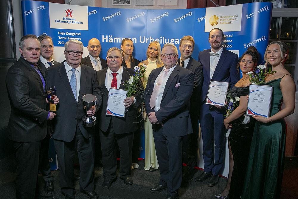 HLU:n vuoden 2026 Hämeen Urheilugaalassa palkitut:
Vuoden Urheilija - Saga Vanninen
Vuoden Nuori Urheilija - Ella Mikkola
Vuoden Joukkue - Akaa-Volley
Elämänura-palkinto - Kalervo Kummola
Vuoden Jäsenseura - Manse PP edustus ry 
Vuoden Liikuntateko - Teiskon Urheilijat ry (frisbeegolf-radan rakentaminen talkootyöllä)
Hämäläinen Sisulimppu nro 18 - Heikki Järvelin
Kuva Harri Hinkka.