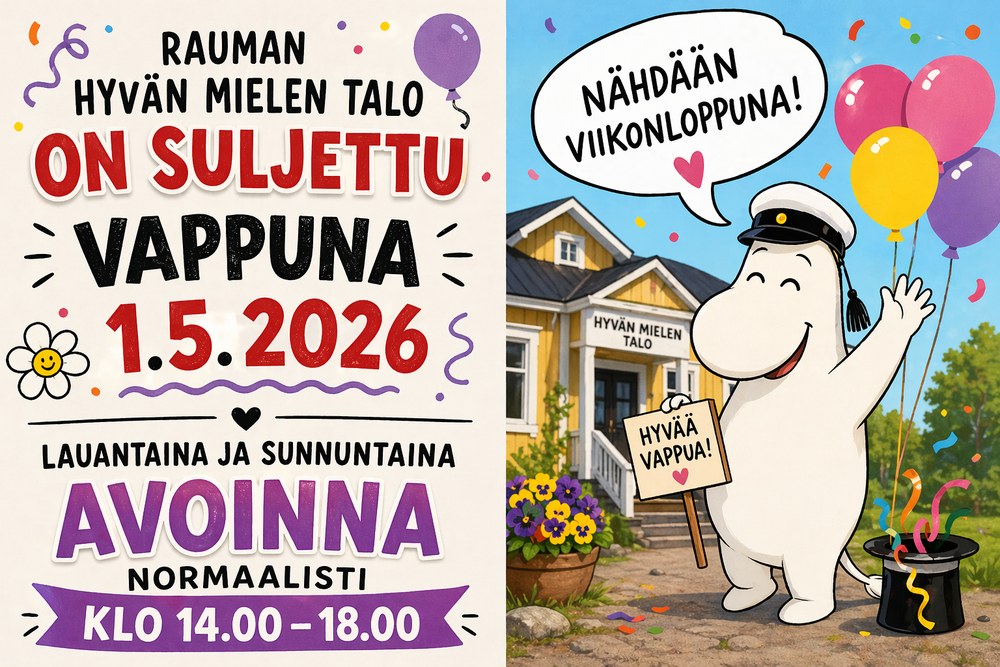 muumi ylioppilashattu päässä toivottaa hyvää vappa