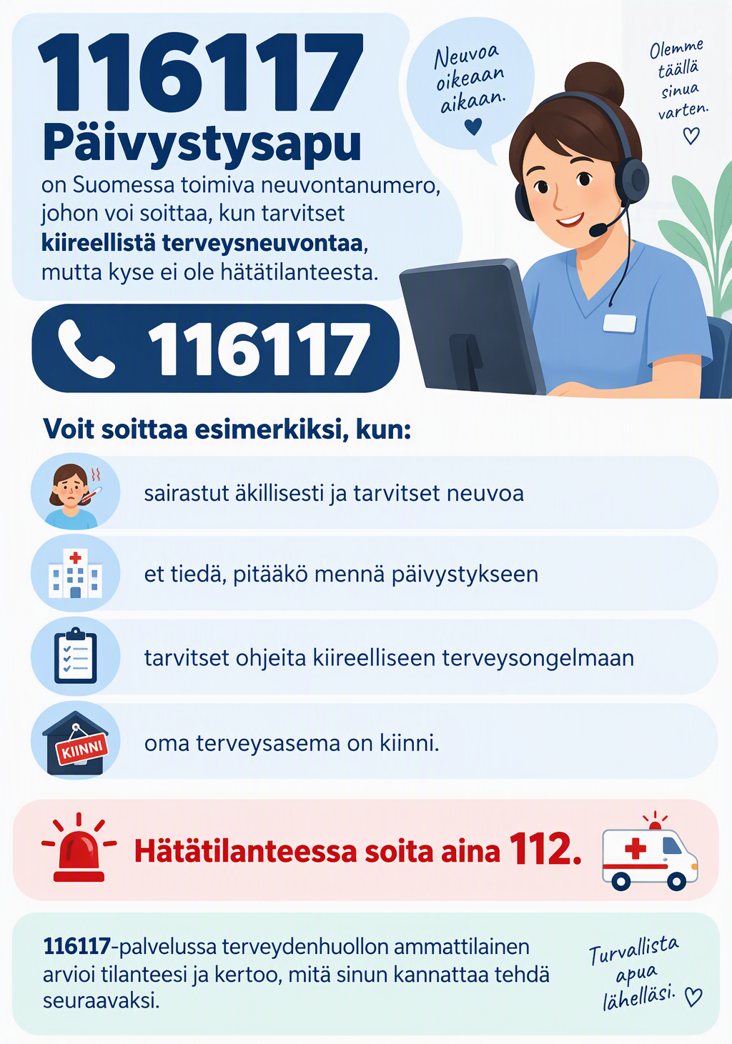 kuvassa terveydenhuollon ammattilainen vastaa puhelimeen