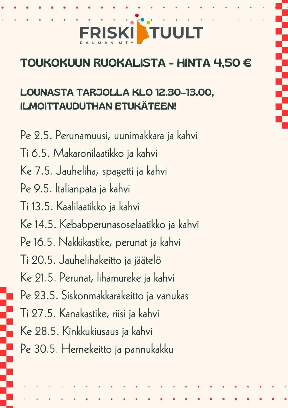 kuvaan kirjoitettu ruokalista, teksti luettavissa alta