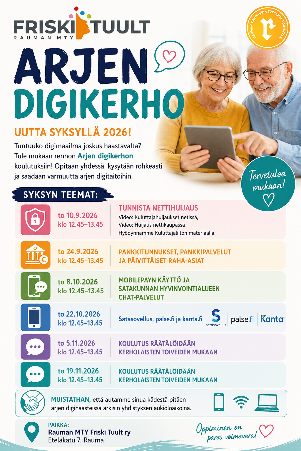kuvassa mies ja nainen tutkimassa tietokonetta