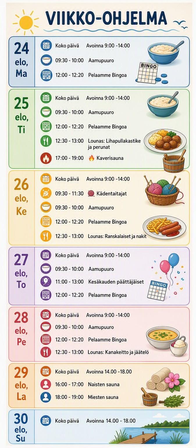 kuvaan kirjoitettu viikko-ohjelma