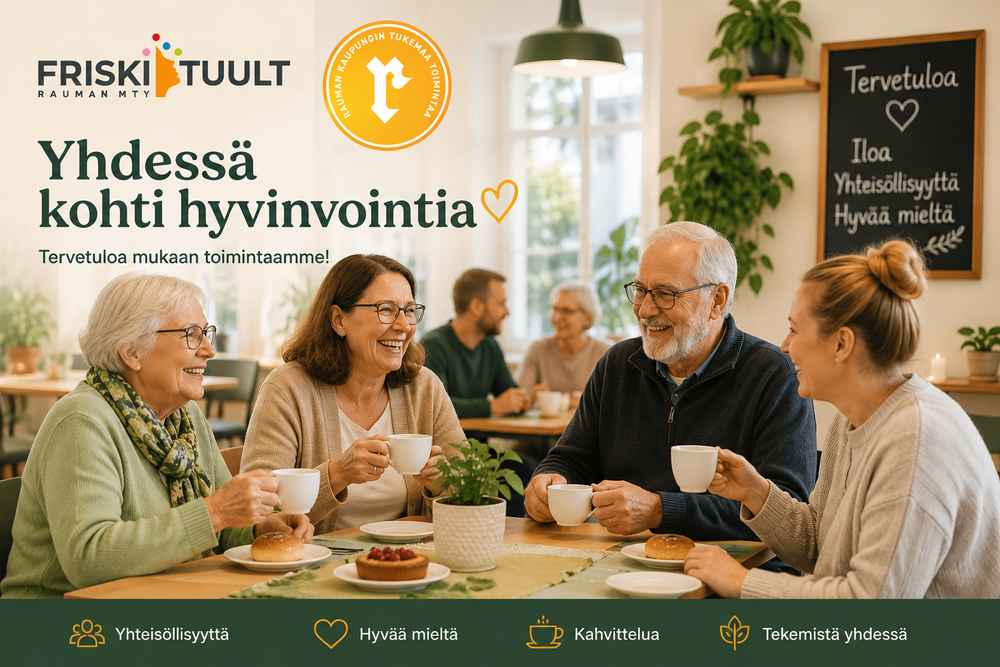Ihmisä kahvittelemassa