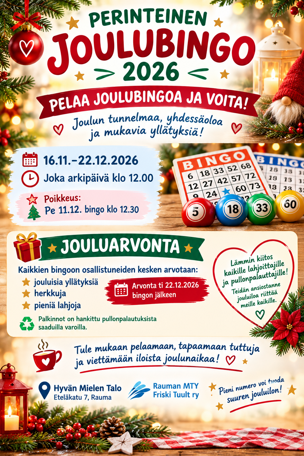 jouluinen kuva jossa bingolappuja