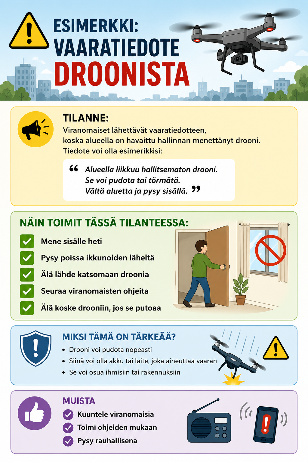 kuvassa drooni ja allaoleva teksti