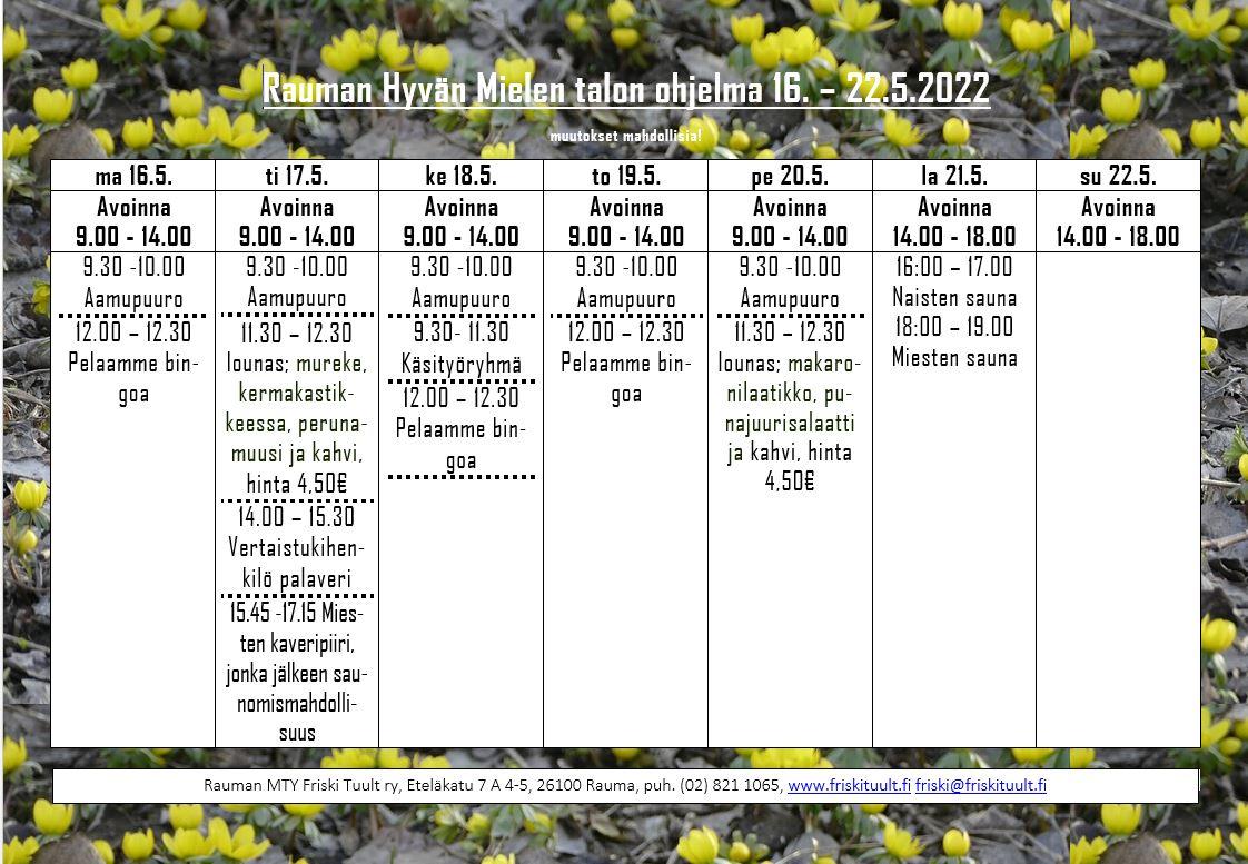 kuvassa keltaisia kukkasia ja viikko-ohjelma kirjoitettuna joka on alla tekstitiedostona