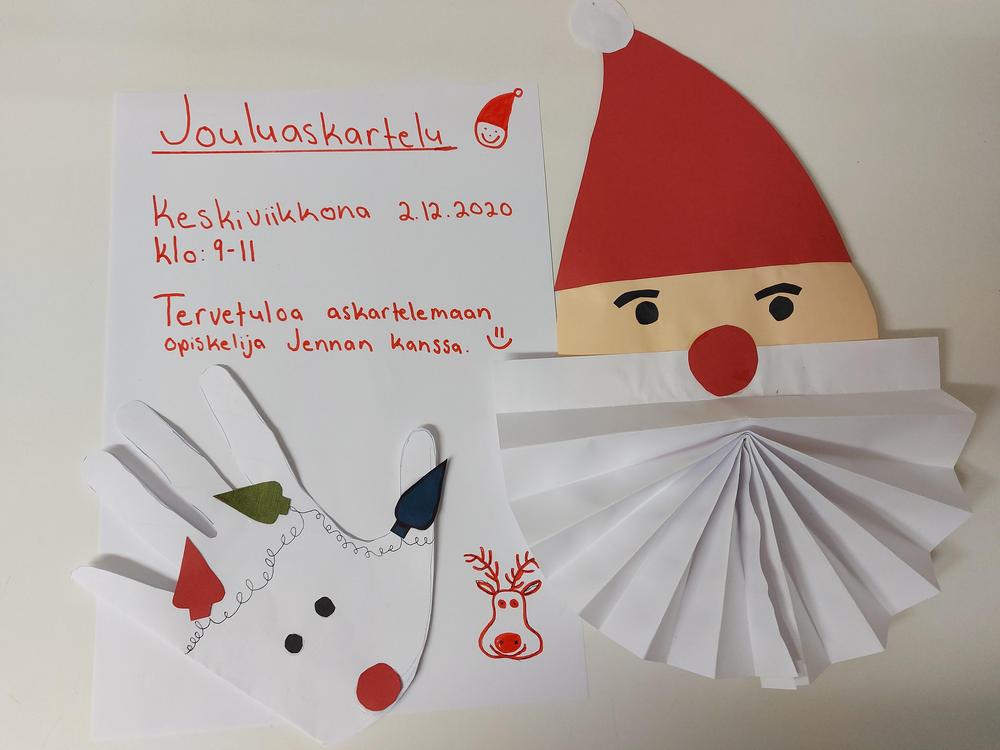 Jouluaskartelua!
Keskiviikkona 2.12.2020 kello 9.00 – 11.00.
Tervetuloa askartelemaan opiskelija Jennan kanssa.
