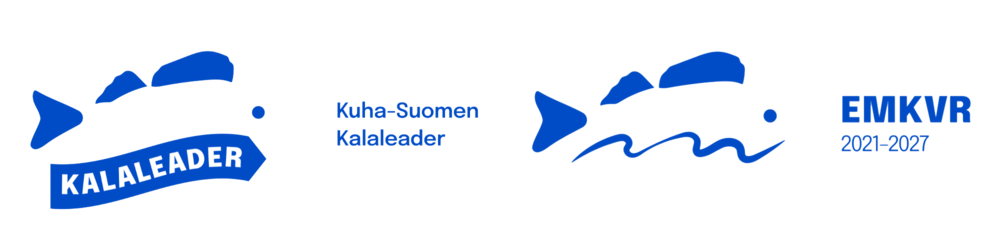 KALALEADER-logo, kuvateksti Kuha-Suomen Kalaleader. EMKVR, vuodet 2021-2027
