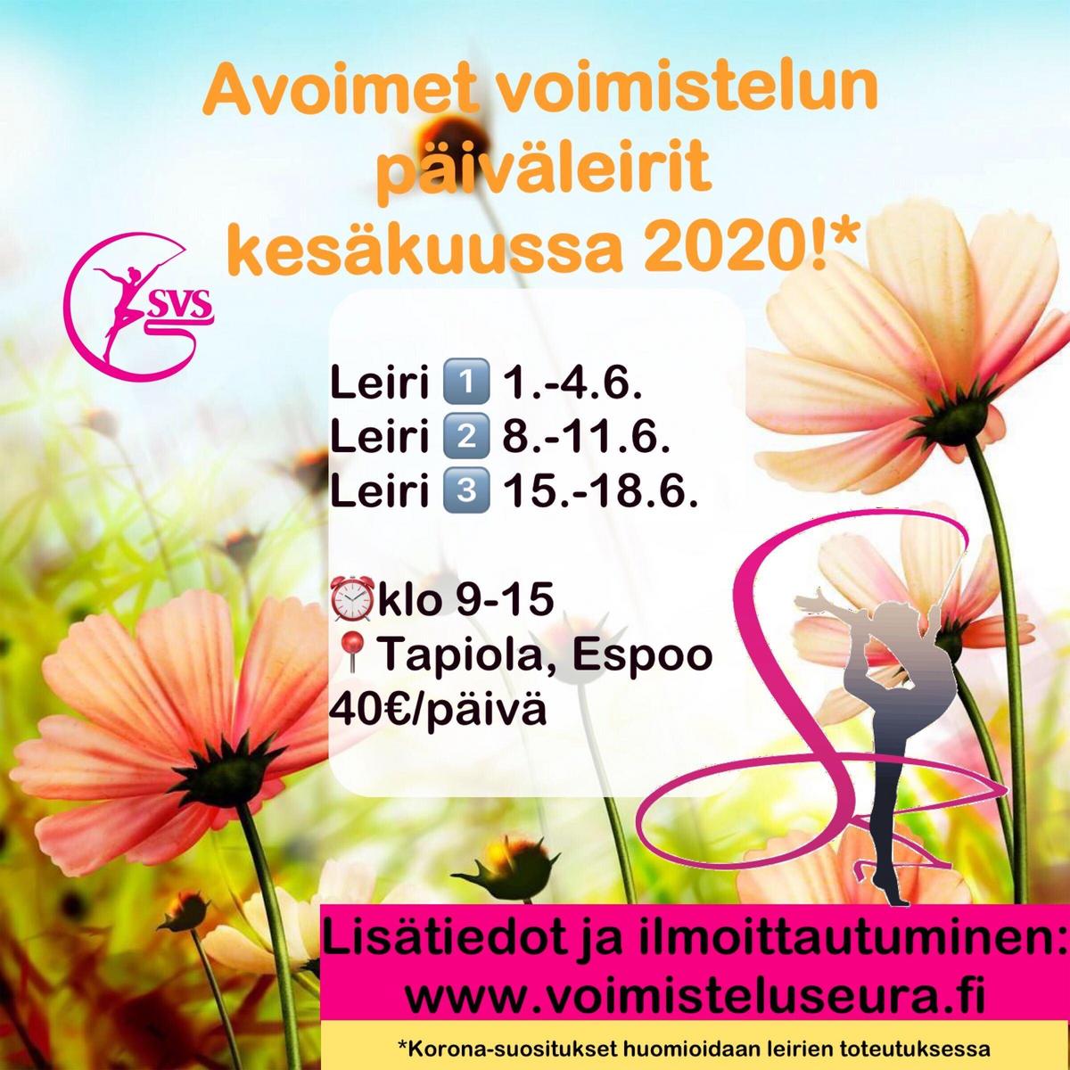 Kesäleirien Ilmoittautuminen Avattu! | Suomalainen Voimisteluseura Espoo Ry