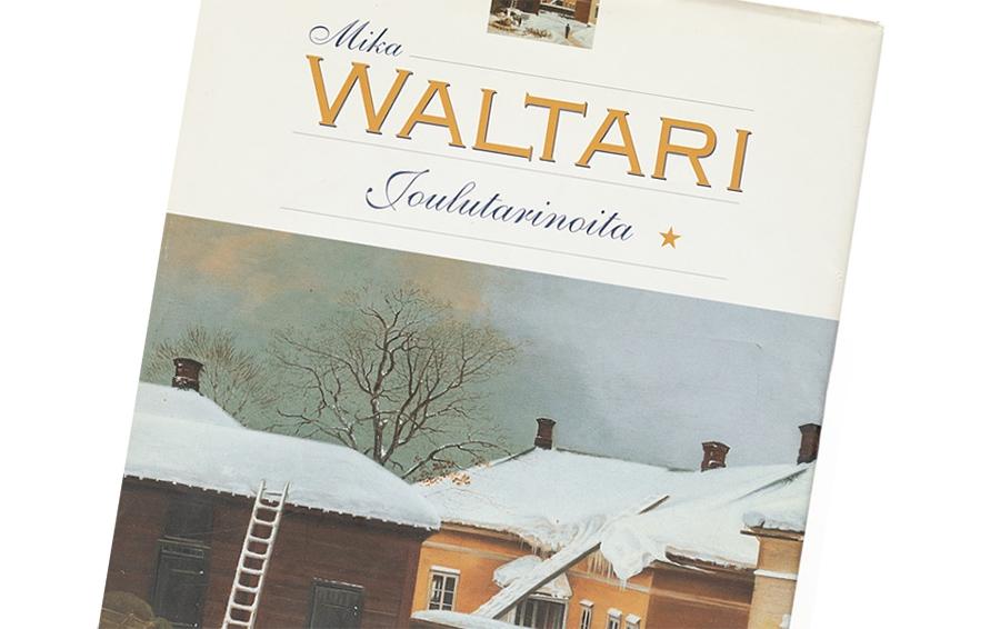 Talojen lumiset katot - kansikuva kirjasta Mika Waltari: Joulutarinoita.