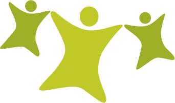 Pienperheyhdistys ry:n logo: iso hahmo pitää kahta pientä kiinni.