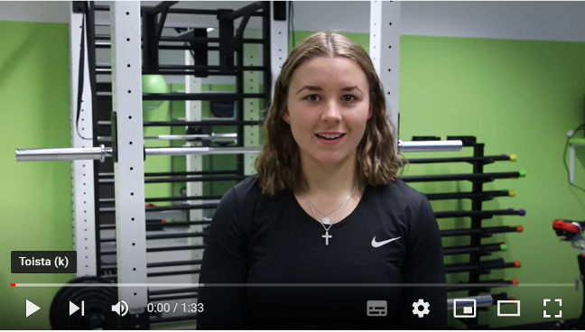 Kuva on linkki You Tube -videoon, missä Emma Nieminen kertoo, miten lukio-opinnot ja kilpaurheilu voidaan yhdsitää.