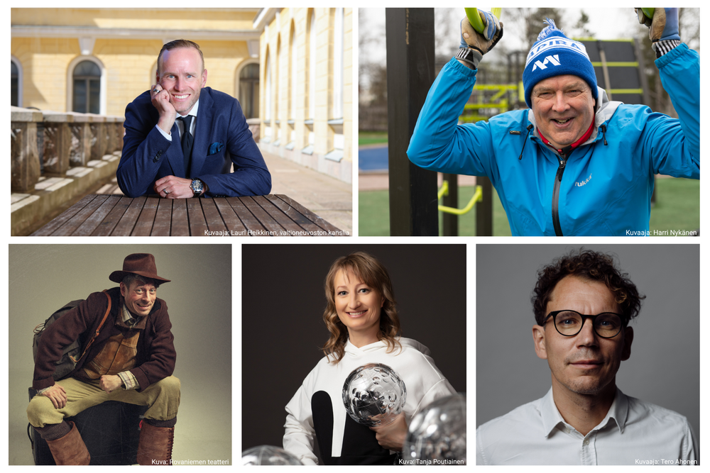 Liikunta-, urheilu- ja nuorisoministeri Mika Poutala, alppihiihtäjä ja yrittäjä Tanja Poutiainen, Rovaniemen teatterin näyttelijä  Marko Syysmaa Nätti-Jussina sekä valmentaja Reijo Jylhä He ovat foorumin ohjelmassa mukana