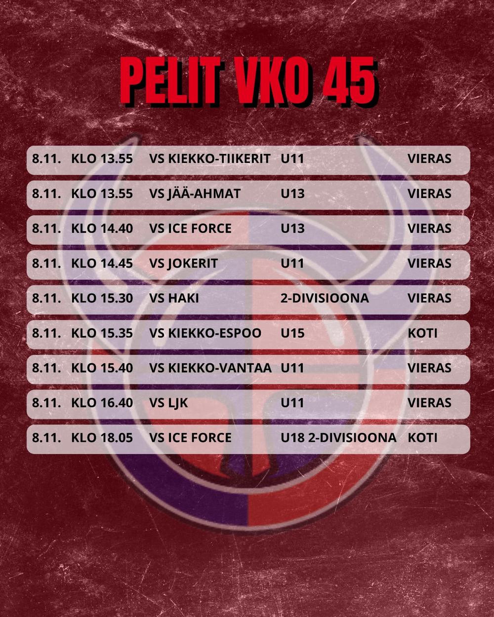 Viikinkien peliviikko 45 pelit 2