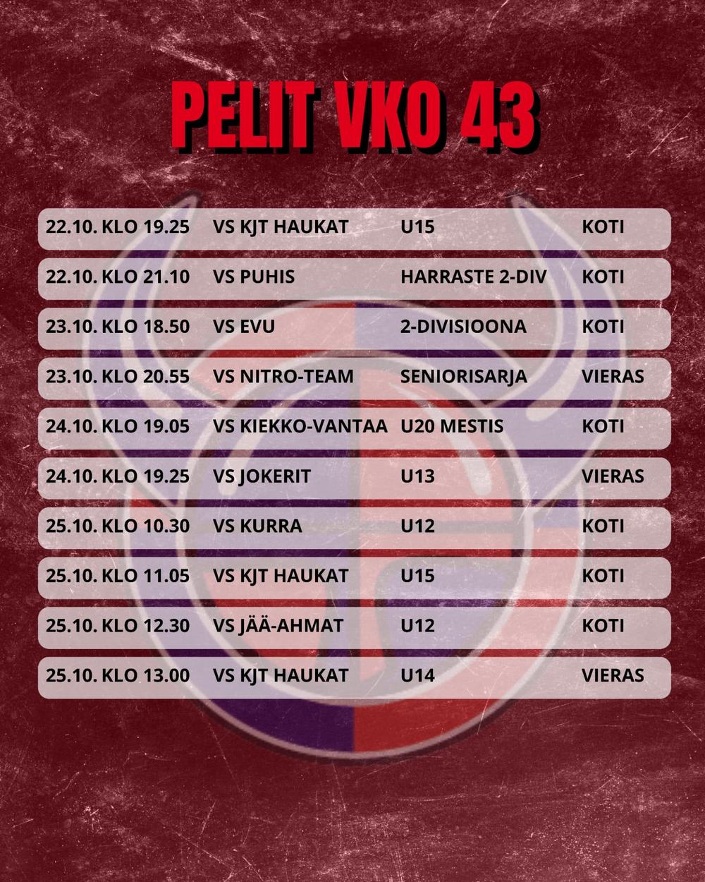 Viikinkien peliviikko 43 pelit 1