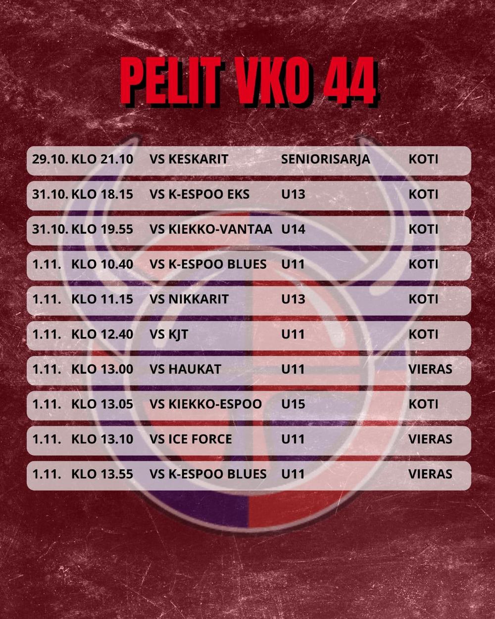 Viikinkien peliviikko 44 pelit 1