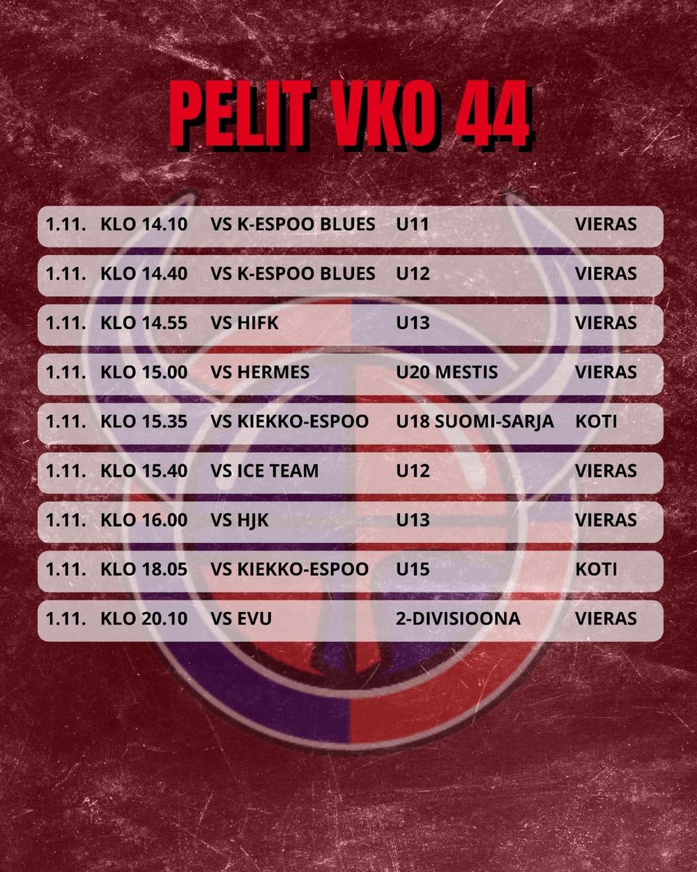 Viikinkien peliviikko 44 pelit 2