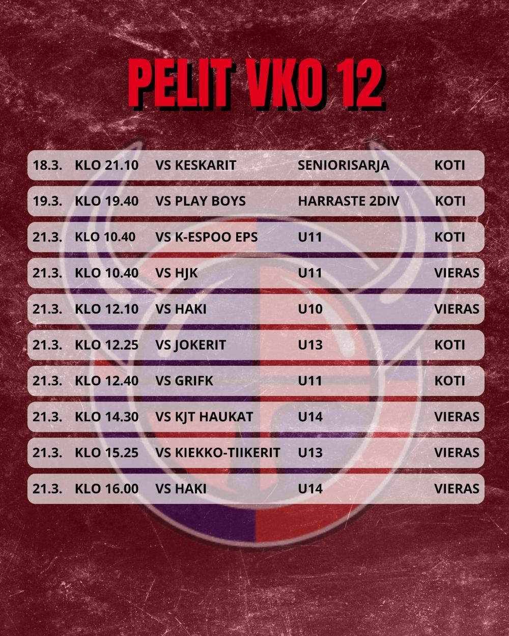 Viikinkien peliviikko 12 pelit 1