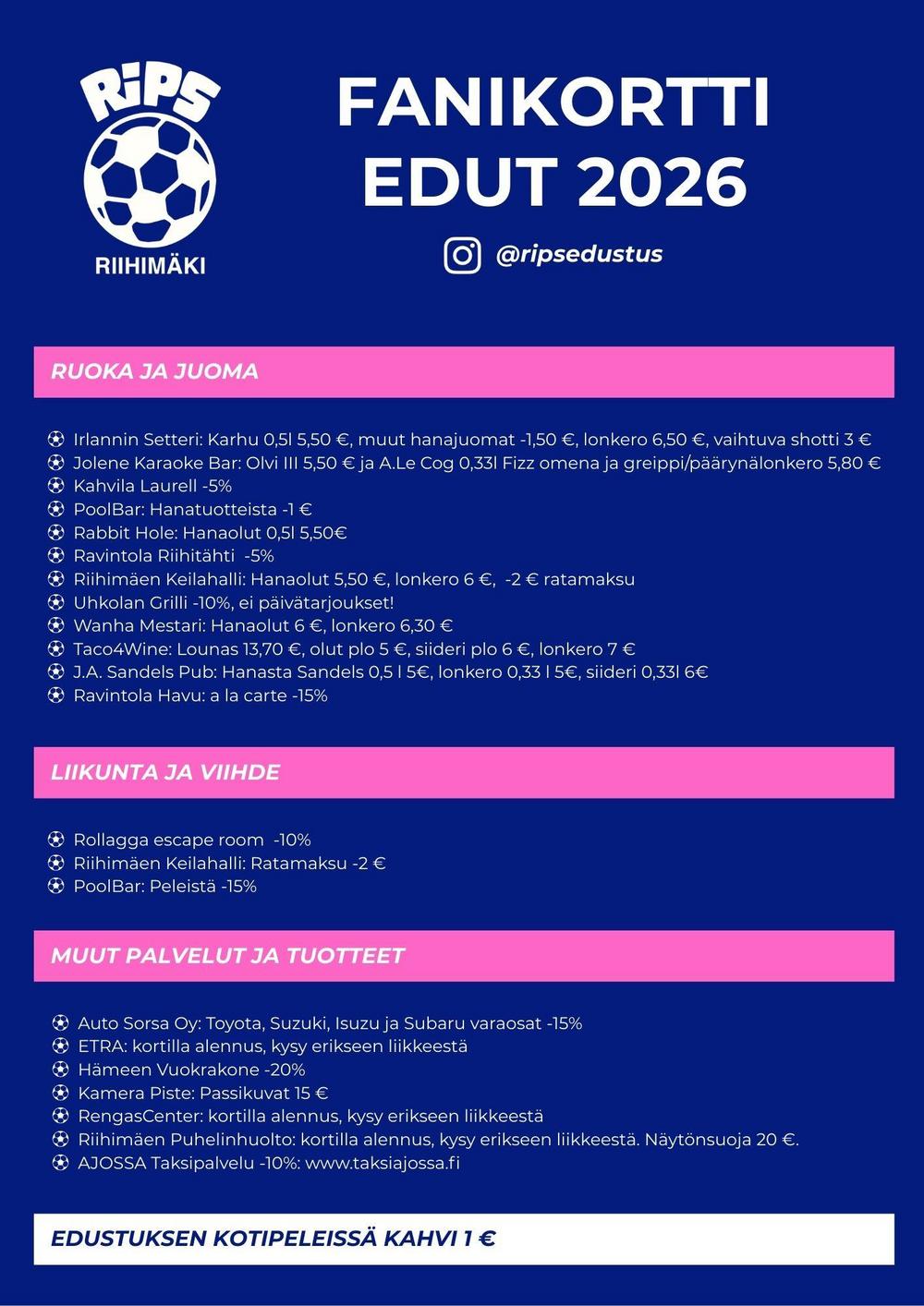 RiPS Fanikortti edut 2026
