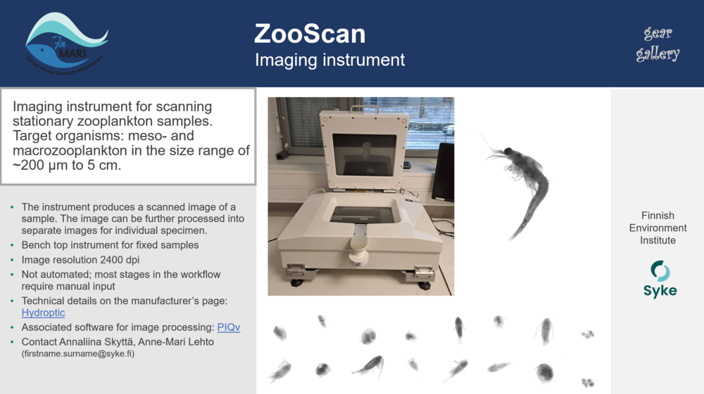 Link opening information card of the ZooScan analyser of Syke
