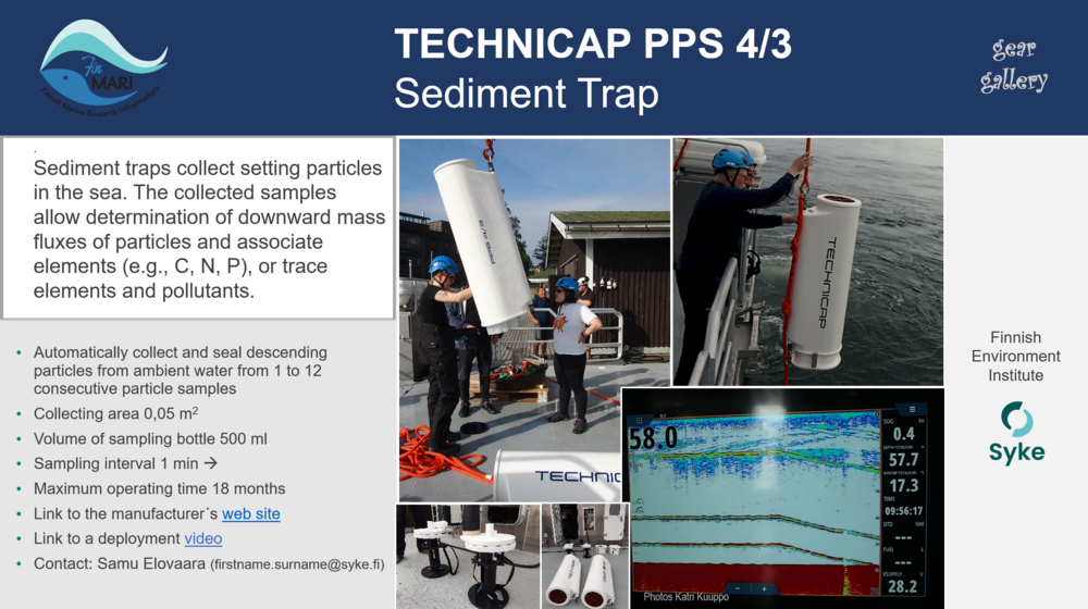 Link opening information card of the  Technicap sediment traps of Syke