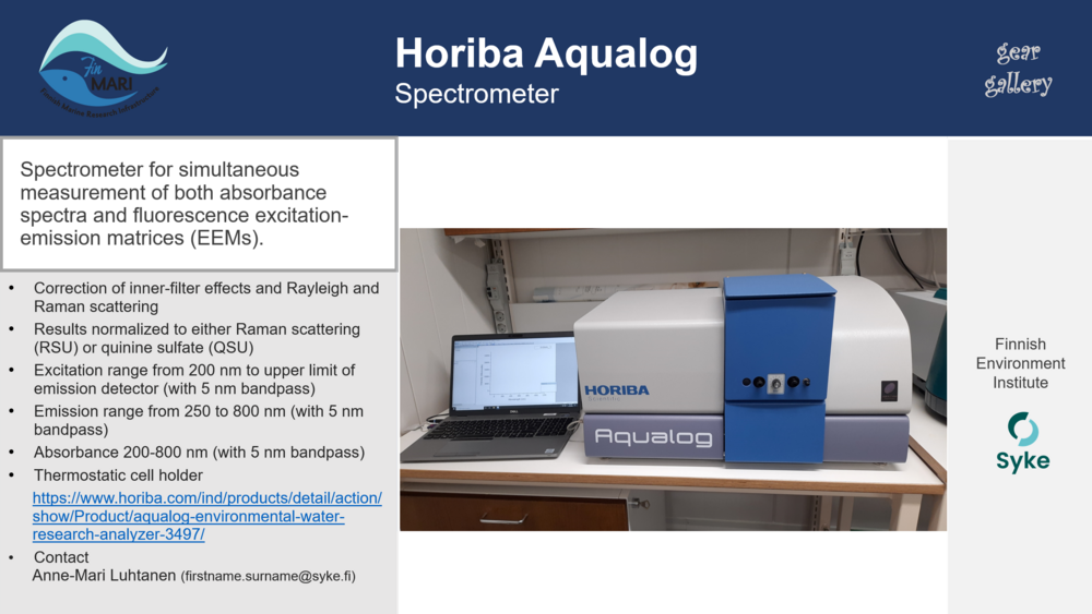 Link opening information card of the Horiba Aqualog spectrometer of Syke