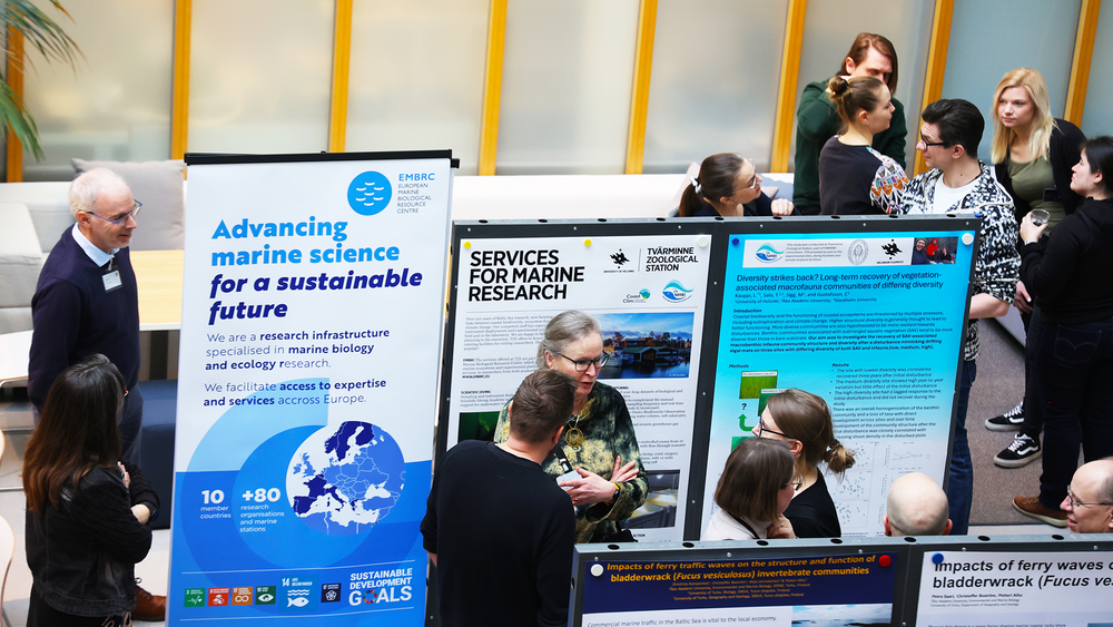 Scientific posters and people.