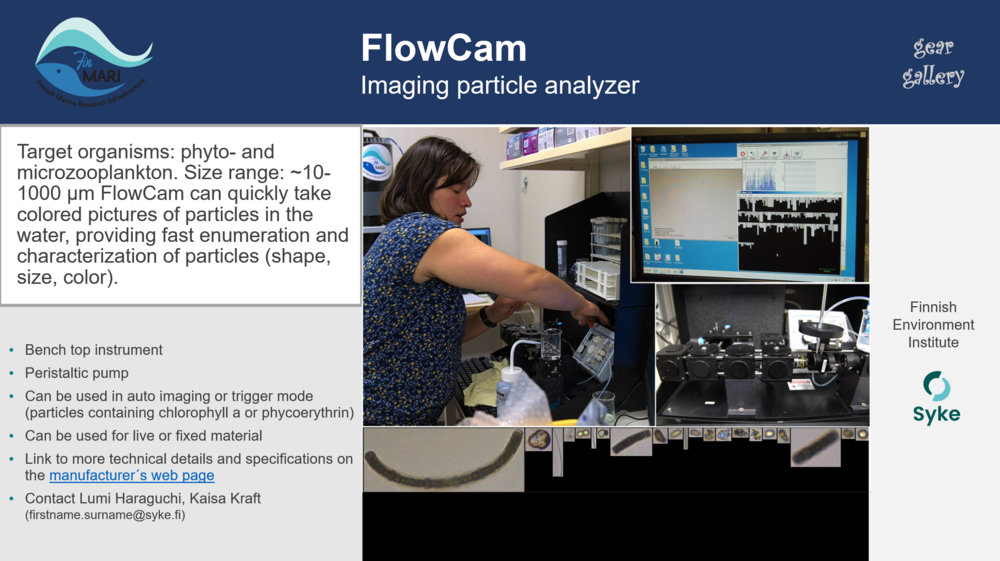 Link opening information card of the FlowCam imaging instrument of Syke