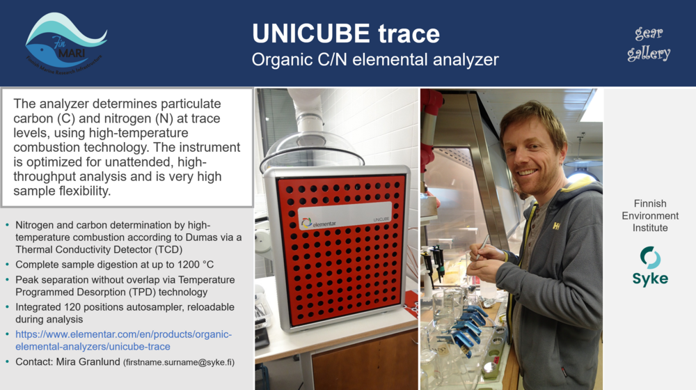 Link opening information card of the organic C/N analyser of Syke