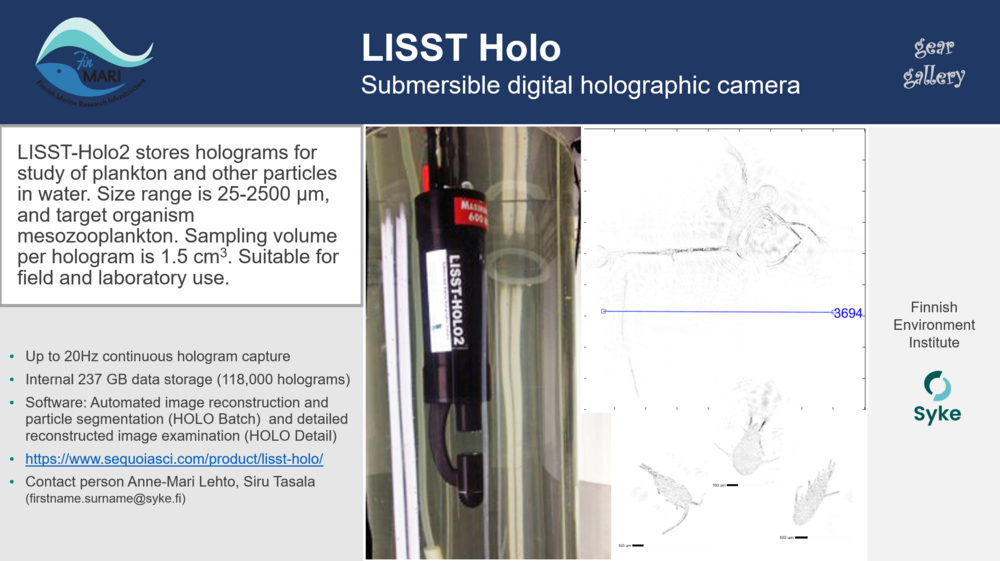 Link opening information card of the LISST Holo submersible camera of Syke