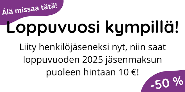 Nyt kannattaa liittyä Suomen Kipu ry:n jäseneksi, sillä loppuvuoden henkilöjäsenyys on 1.9.2025 alkaen puoleen hintaan (10€)! 