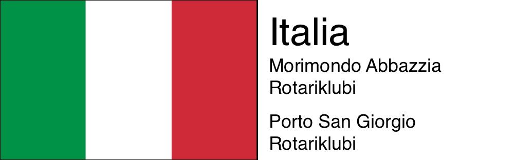 Italian lippu ja kahden klubin nimet: Morimondo Abbazzia rotariklubi ja porto San Giorgia rotariklubi
Tässä kuvassa ei ole linkkiä. Valitse sivupalkista kummasta klubista haluat tarkempaa tieroa.