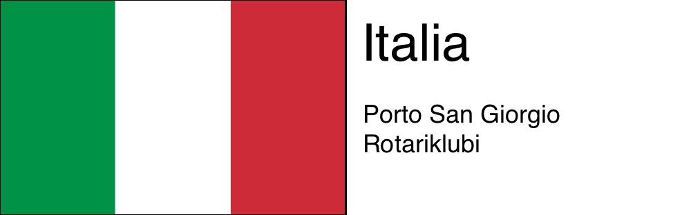 Italian lippu ja tekst: Porto San Giorgio, Italia