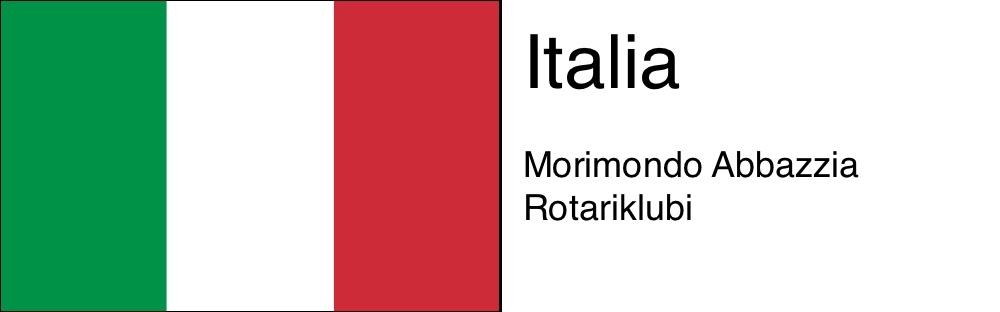 Italian lippu ja teksti: Morimondo Abbazzia rotariklubi 