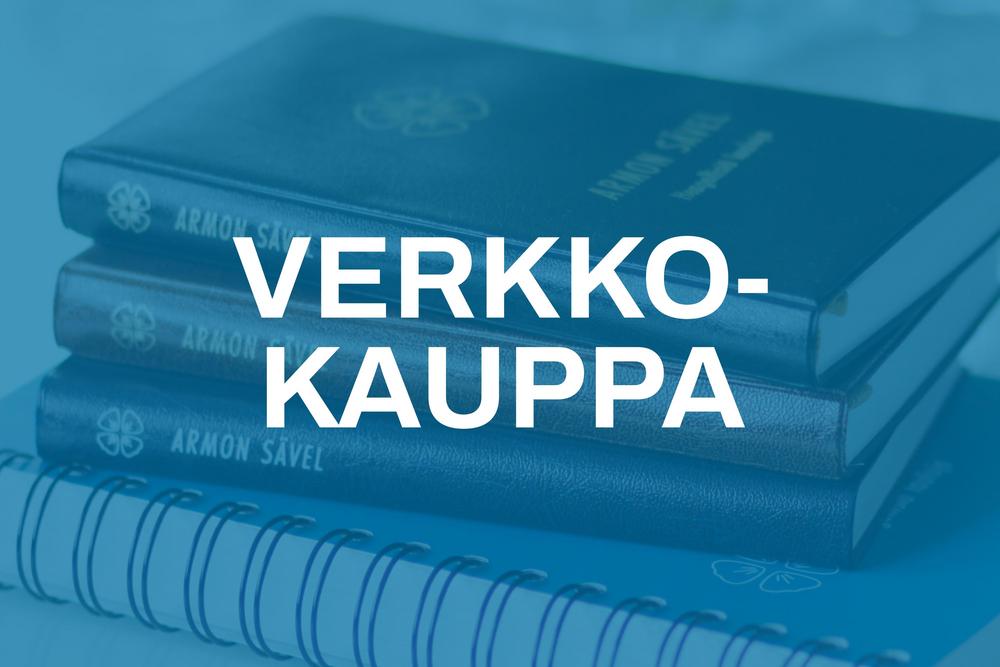 Verkkokauppa. Tästä kuvasta paimalla avautuu Esikoiset ry:n verkkokauppa. Sieltä voi ostaa hengellistä kirjallisuutta ja Armon Sävel -laulukirjoja.