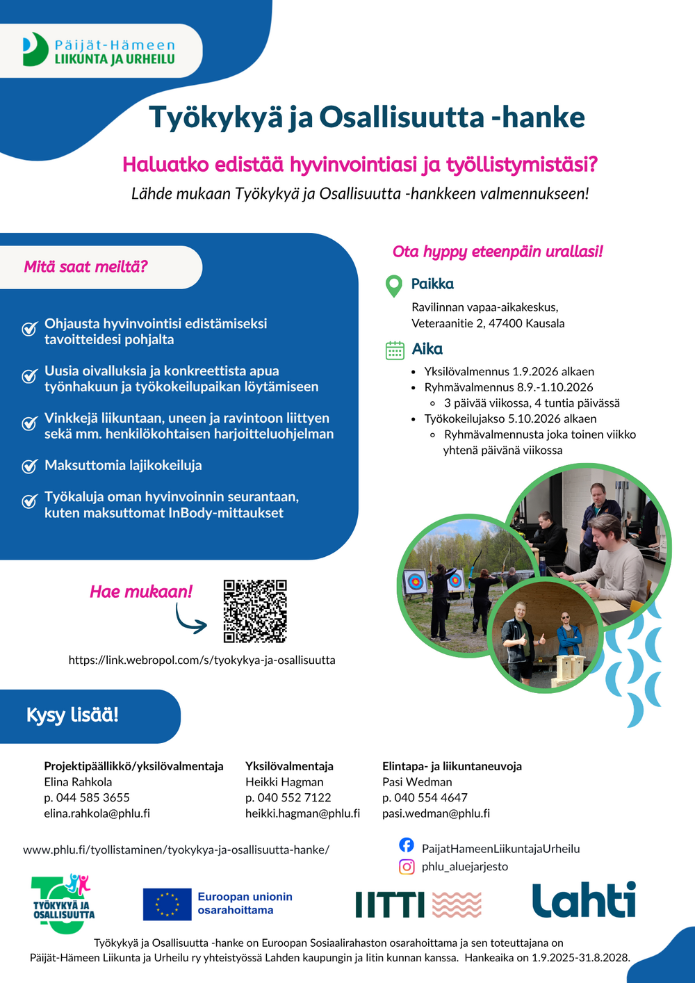 Työkykyä ja Osallisuutta -hankkeen esite Iitin asiakkaille.