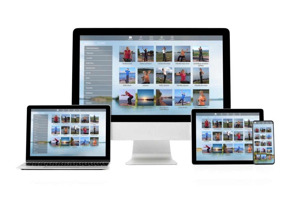 Taukoliikuntaohjelma avattuna eri laitteilla.